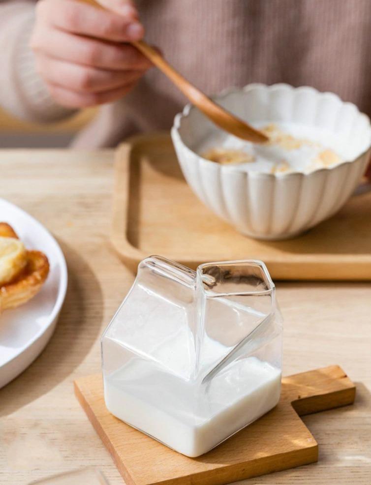 Mini Glass Milk Carton Cup