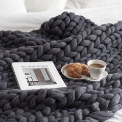 Hygge Chunky Knit Throw Blanket Dark Gray / Small | Sage & Sill