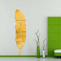 Fashion DIY Feather 3D Mirror Wall Sticker