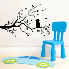 Cat On Tree Branch Wall Sticker