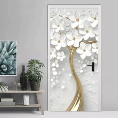 3D Stereo White Flowers Mural Wallpaper