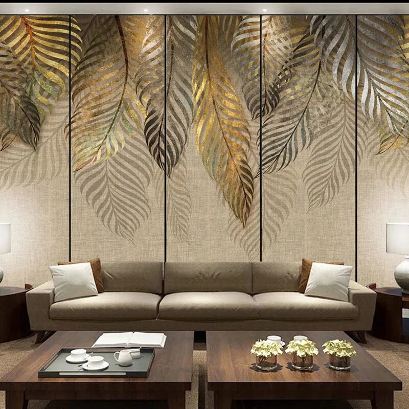 3D Modern Art Leaves Mural Wallpaper