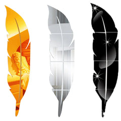 Fashion DIY Feather 3D Mirror Wall Sticker