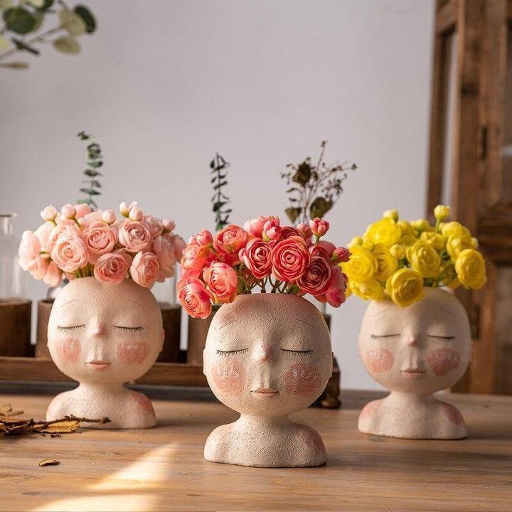 Peaceful Dream Sleeping Face Planter Vase