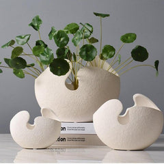 Hani White Cracked Egg Vases