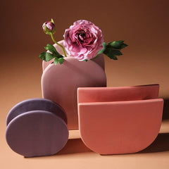 Rose & Lavender Geometric Ceramic Vases