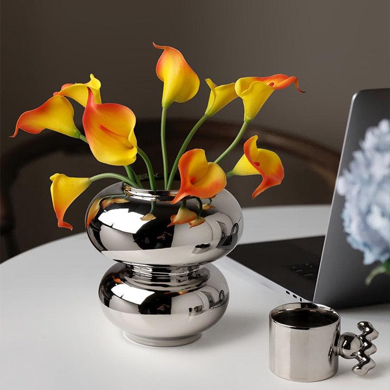 Ring Dance Plated Ceramic Vases