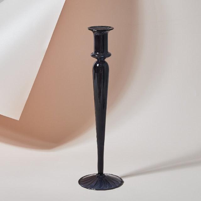 Fleur Pastel Glass Candlestick Holders Black | Sage & Sill